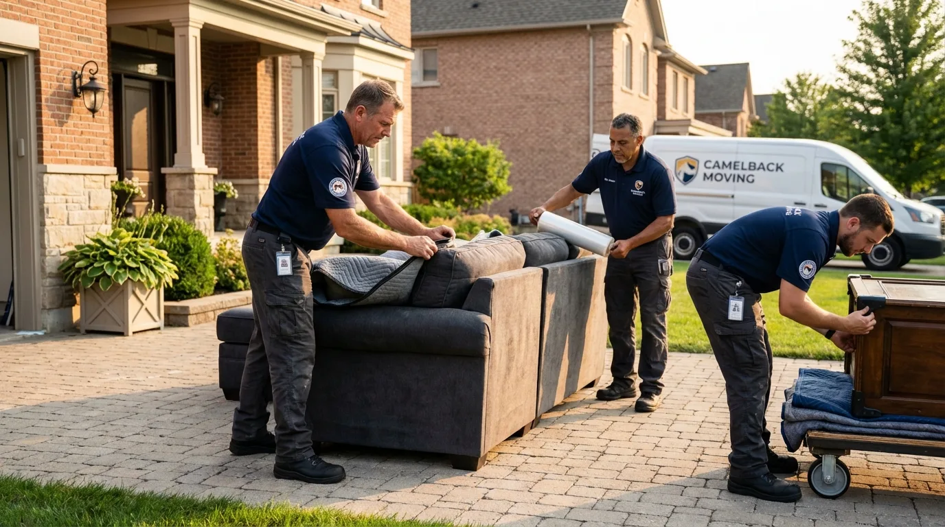 Large estate moving crew wrapping furniture in Carrollton, GA