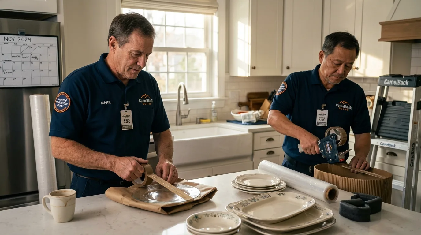 Professional crew packing kitchen dishware in Carrollton, GA